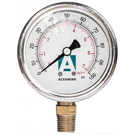 Manometro Altamira 2.5 Pulg. 0 100 Psi A.Inox Conex Inferior Inferior